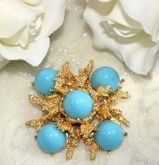 Blue Cabochons Pin Pendant