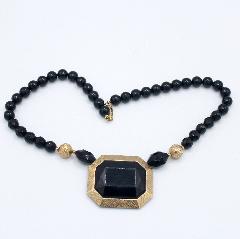 Black (jet) Emerald Cut Plastic Necklace