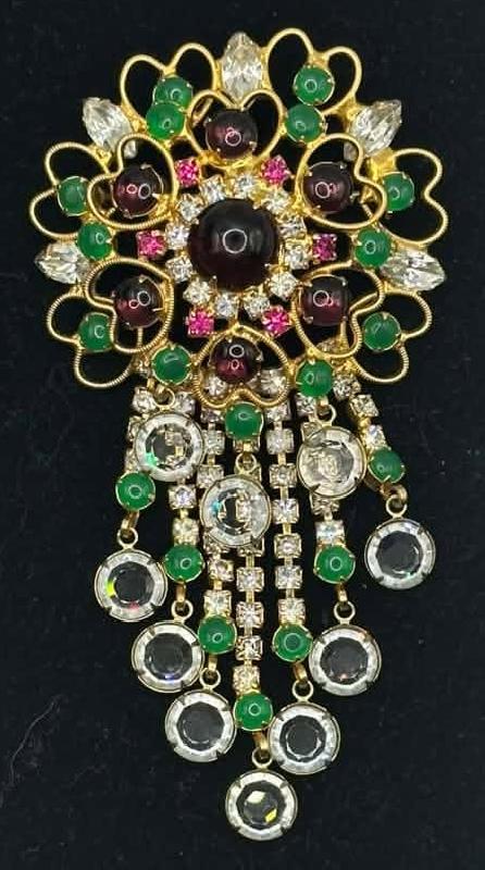 Front view of Multiple Colors Cabochons Brooch