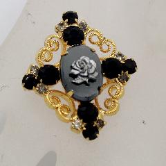 Hematite Oval Molded/Cut Brooch