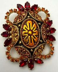 Multiple Colors Cabochons Molded/Cut Brooch