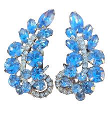 Blue Navettes Earrings Clip