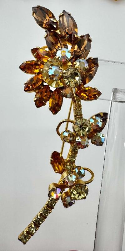 Front view of Topaz Navettes Brooch