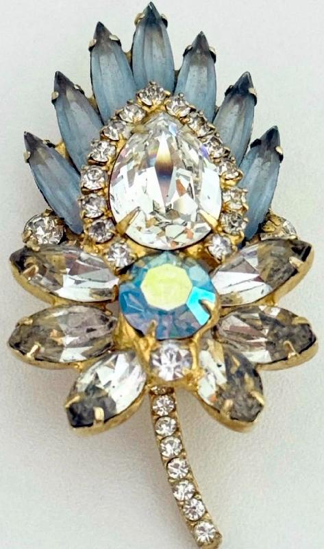 Front view of Blue Pear Brooch