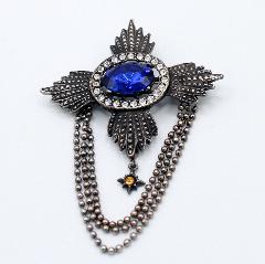 Blue Oval Brooch