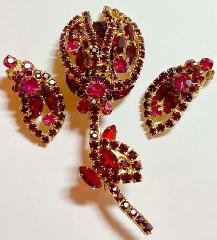 Red Navettes Earrings Clip
