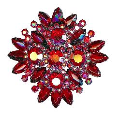 Red Navettes Brooch