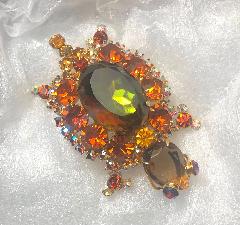Orange Oval Multi-Color/Shaded Brooch