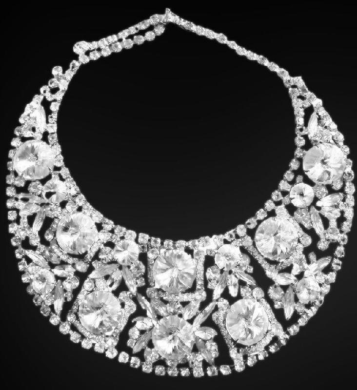 Front view of Clear Navettes Rivoli/Margarita Necklace