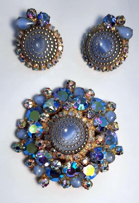 Front view of Blue Birthday Cake Molded/Cut Brooch