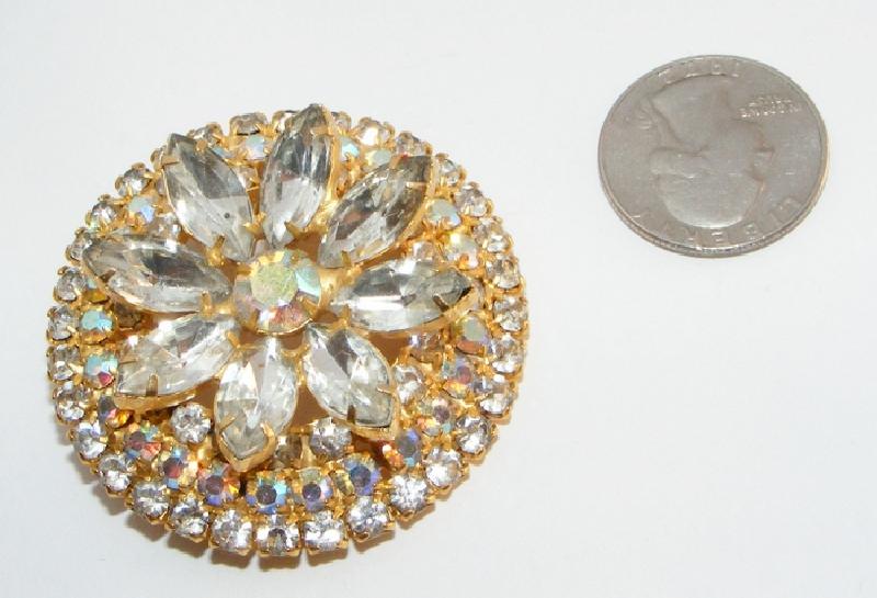 Front view of Clear Navettes Brooch