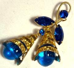 Blue Cabochons Brooch