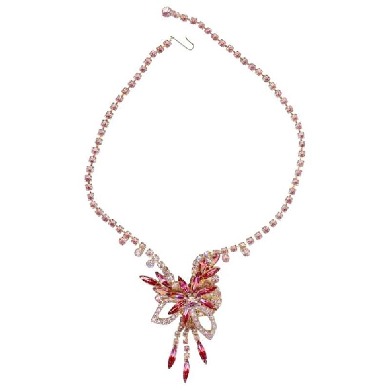 Front view of Pink Navettes Necklace