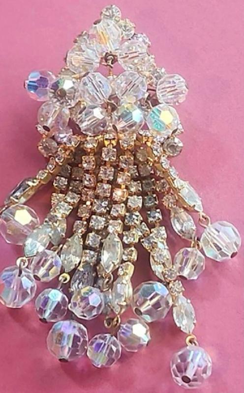 Front view of Clear Navettes Brooch