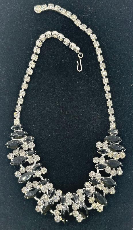 Front view of Black (jet) Navettes Necklace