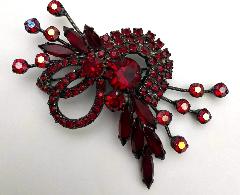Red Navettes Brooch
