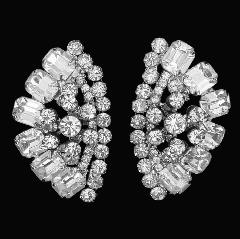 Clear Emerald Cut Earrings Clip