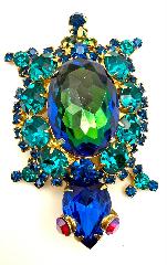 Blue Oval Multi-Color/Shaded Brooch