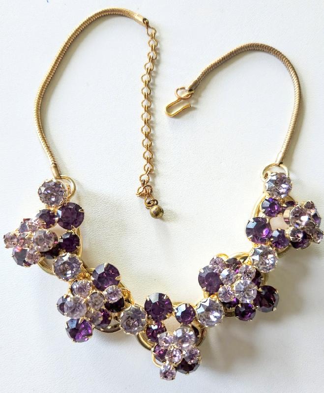 Front view of Purple (cardinal) Chatons Only Necklace