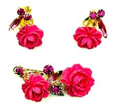 Pink Navettes Molded/Cut Brooch