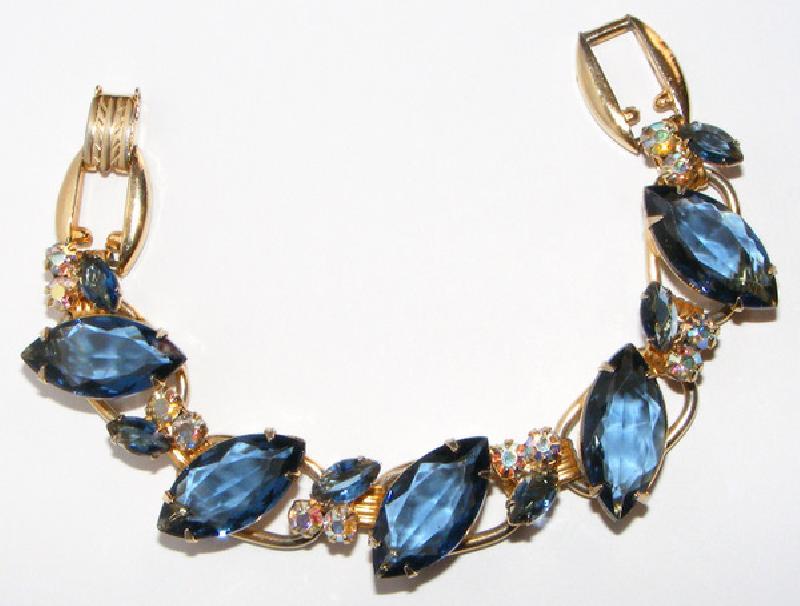 Front view of Blue Navettes Bracelet 5 Link