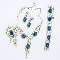 Blue Cabochons Plastic Brooch