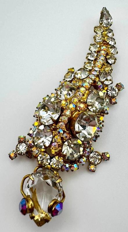 Front view of Clear Pear Brooch