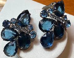 Blue Pear Earrings Clip