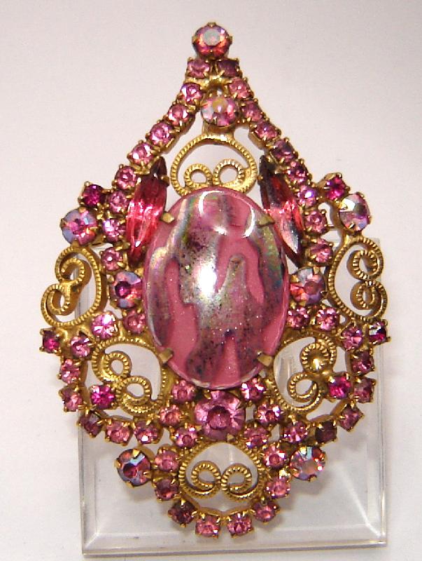 Front view of Pink Cabochons Pin Pendant