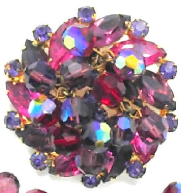 Front view of Multiple Colors Navettes Brooch