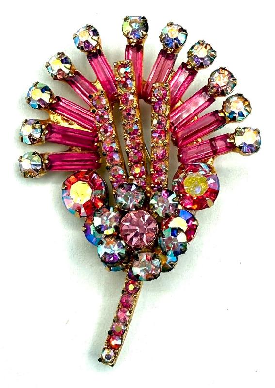 Front view of Pink Baguettes Brooch