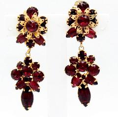 Red Navettes Earrings Clip