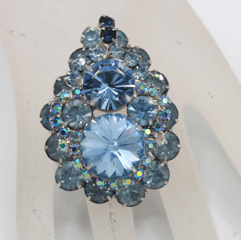 Front view of Blue Chatons Only Rivoli/Margarita Pin Pendant