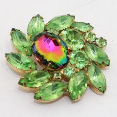 Green Oval Multi-Color/Shaded Brooch