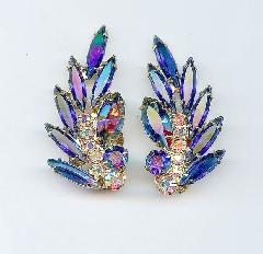 Blue Navettes Earrings Clip