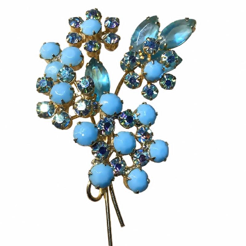 Front view of Turquoise Navettes Brooch