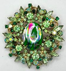 Green Cabochons Spotted Brooch