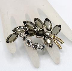 Gray (black Diamond) Navettes Brooch