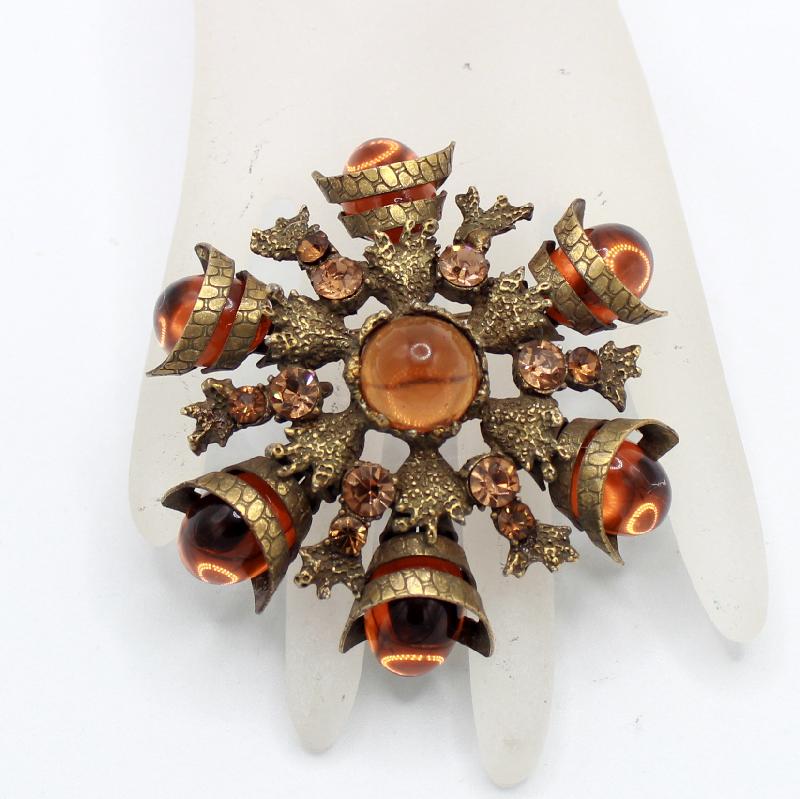 Front view of Topaz Cabochons Plastic Brooch