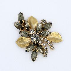 Gray (black Diamond) Navettes Brooch