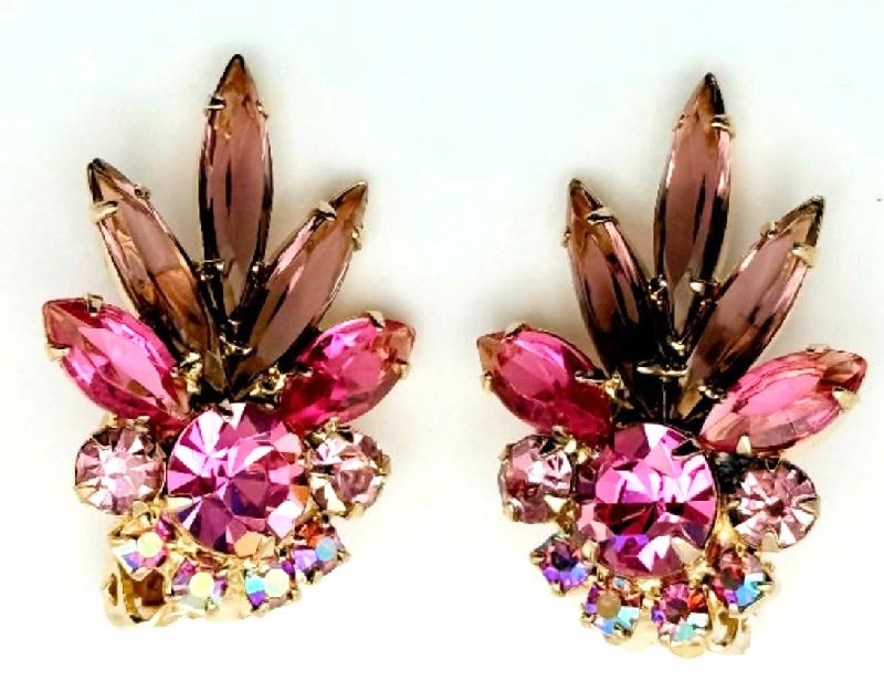 Front view of Multiple Colors Navettes Earrings Clip