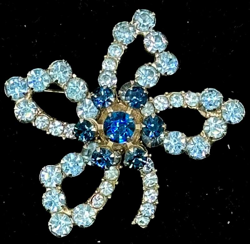 Front view of Blue Chatons Only Brooch