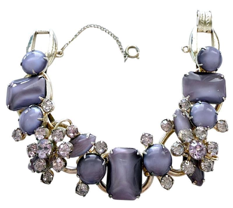 Front view of Purple(Cardinal) Cabochons Bracelet 5 Link