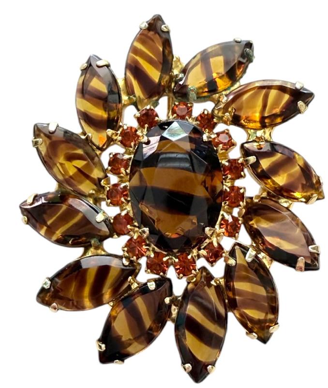Front view of Topaz Oval Striped Pin Pendant
