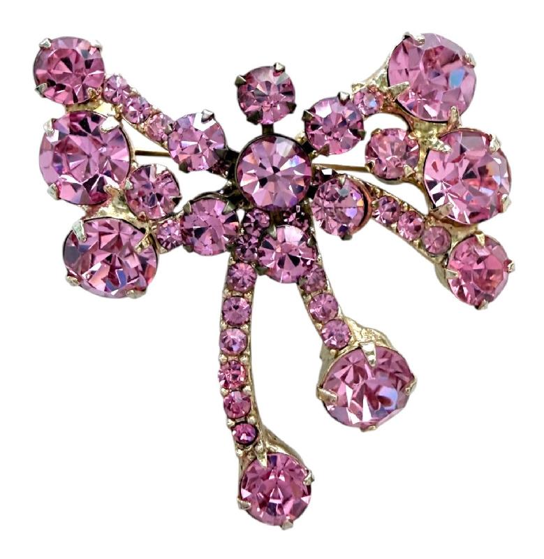Front view of Pink Chatons Only Brooch