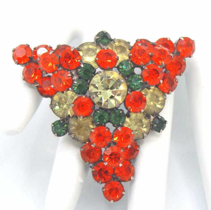 Front view of Orange Chatons Only Brooch