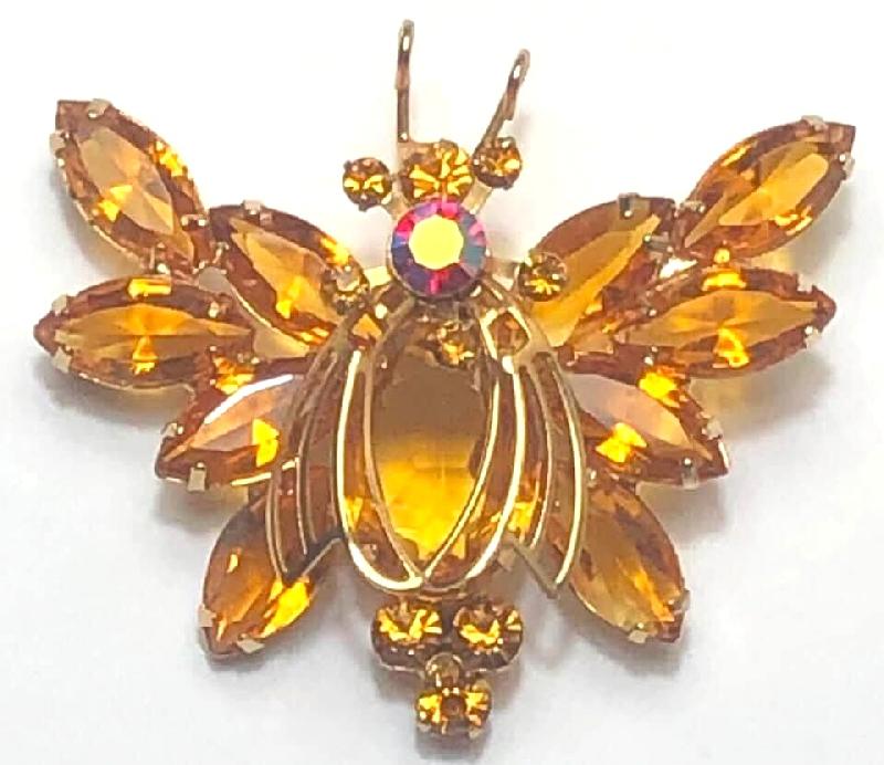 Front view of Topaz Pear Brooch