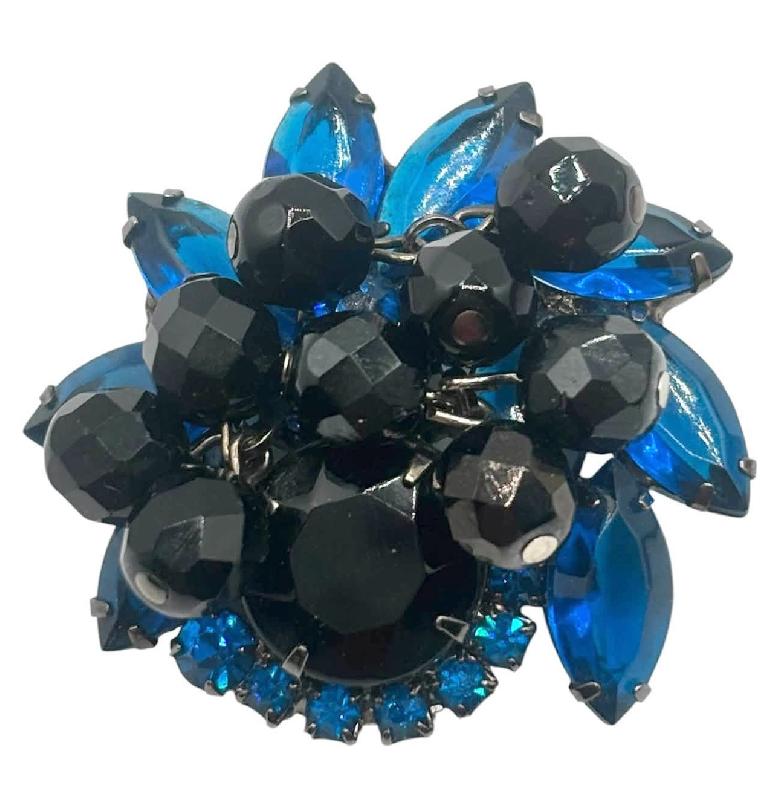 Front view of Blue Dentelle Brooch