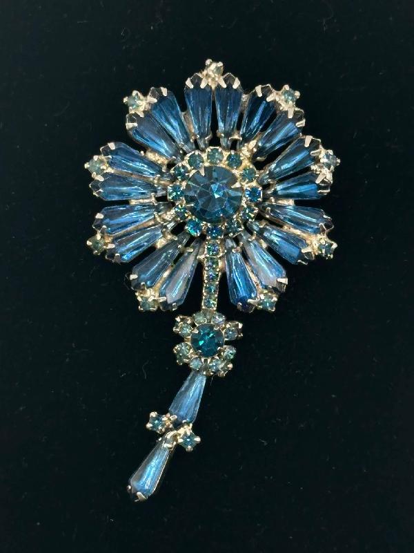 Front view of Blue Pentagon Brooch