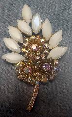 White(chalk Or Milk) Navettes Brooch